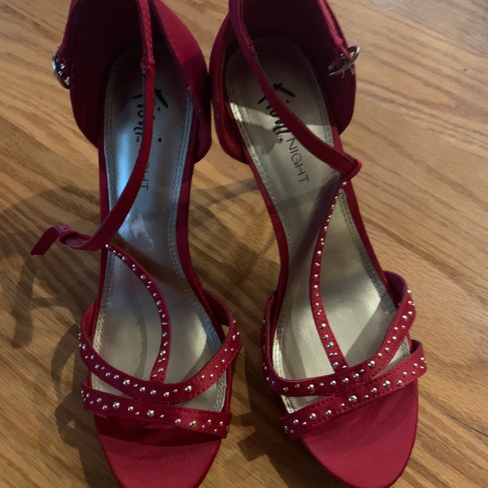 Pretty red heels with gold studs